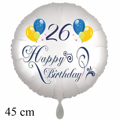Happy Birthday Balloons Luftballon zum 26. Geburtstag mit Helium