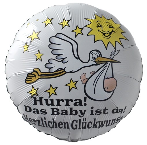 Folienballon Hurra Das Baby Ist Da Herzlichen Gluckwunsch Zur Geburt Luftballon Mit Helium