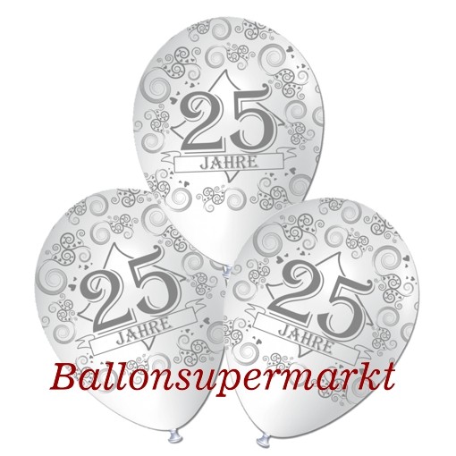 Latexluftballons Silberne Hochzeit 25 Jahre 30 Cm O Weiss Latexballons