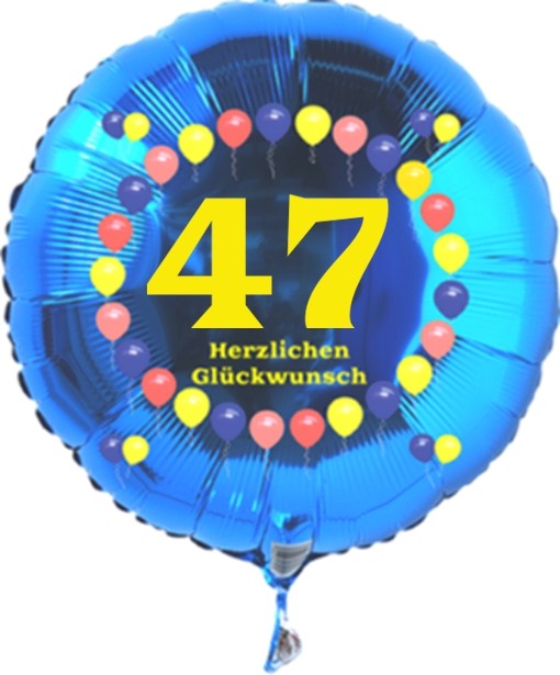 Folienballon Zahl 47 Balloons Blau Folienballon Mit Helium