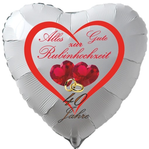 Rubinhochzeit Dekoration 3 Herzluftballons Alles Gute zur ...