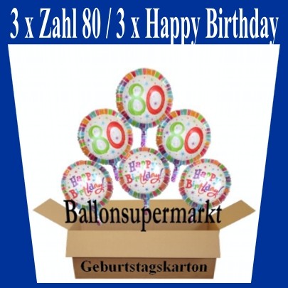 6 Folienballons 80 Geburtstag Gluckwunsche Folienballons