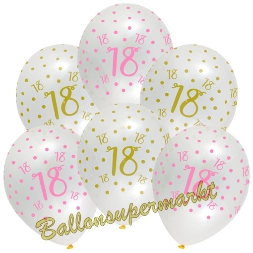 6 Stück Luftballons Zahl 18 Latexballons Pink//Lila für 18 Geburtstag 30cm Ø