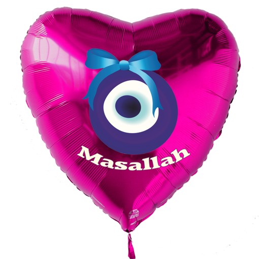 Folienballon Türkisches Auge Masallah Pink, Folienballon mit Helium zur  Geburt eines Mädchens