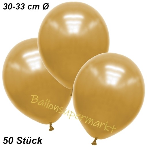 Latex-Luftballons Ø 30 cm Metallicballons 50 Stk gold Dekoballon Raumdeko 