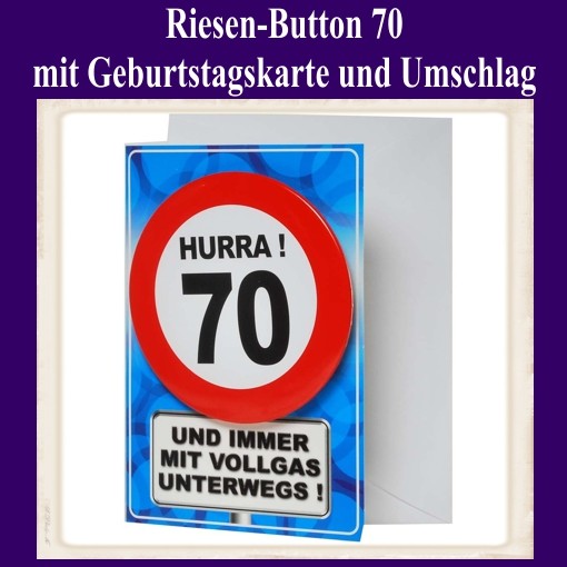 Geburtstag 70 Button Mit Geburtstagskarte Und Umschlag 70