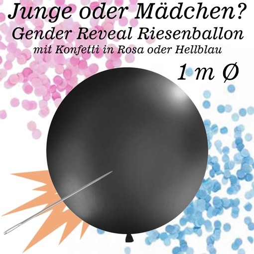 2 Stück Gender Reveal Ballons Mit Konfetti – Für Baby-Enthüllungspartys | Rosa & Blaues Konfetti, Inkl. Band