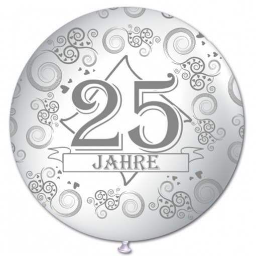 Riesenluftballon 25 Jahre Weiss 75 Cm Silber Hochzeit