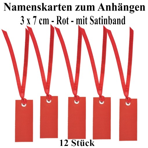 Party Discount Namensschilder – 12 Stück, 3x7 Cm, Pflaumenfarbe Mit Öse & Satinband