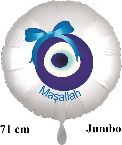 Folienballon Türkisches Auge Masallah Pink, Folienballon mit
