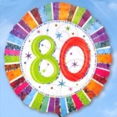 Folienballon Geburtstag 80 Birthday Prismatic Ohne Helium