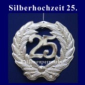 Servietten „25. Jubiläum“ – Silber/weiß, 20 Stück, 33x33 Cm