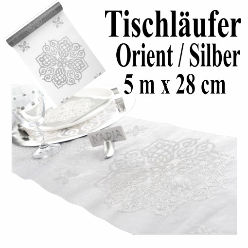 Deko Tischlaufer Tischdecke Orient Silber Partydekoration