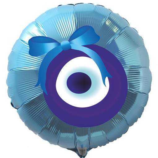 Folienballon Türkisches Auge Türkis, Folienballon mit Helium gefüllt