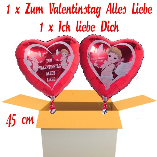 Ballonsupermarkt-Onlineshop.de - Valentinsgrüße - 2 Herzballons aus Folie mit Helium, Zum ...