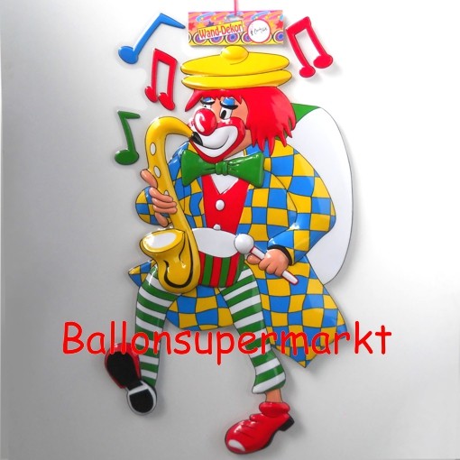 Höhe ca Wand-Deko Clown mit Trommel 60 cm Karneval Dekoration