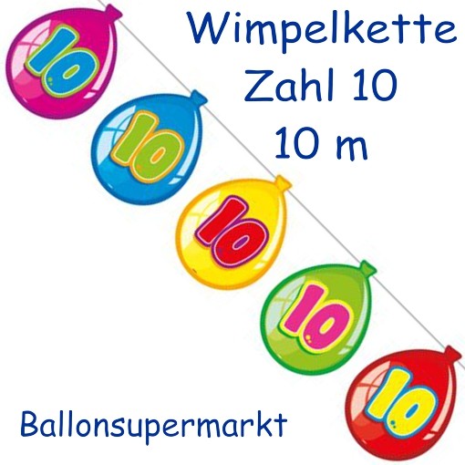 10m Wimpelkette Geburtstag Dekoration Luftballon Text 