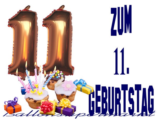 Geburtstags-Banner "11" In Gold & Pink – Aus Glitzer-Karton, Buchstaben Auf Schnur Verschiebbar