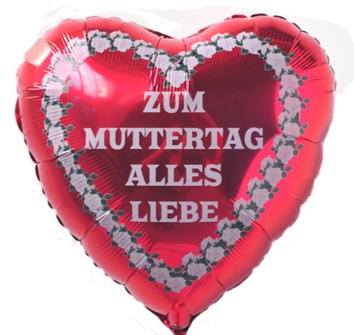 Folienballon 'Mama - Du Bist Die Beste' - Herzballon Mit Blumen Für Muttertag