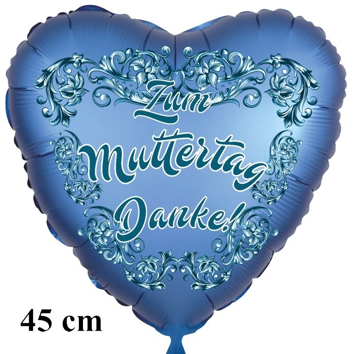 Zum Muttertag Danke! Herzluftballon in Satinblau, Folie ...