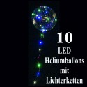 10 Heliumballons mit LED Lichterketten, bunt