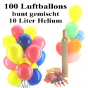 Maxi-Set 2, 100 bunte Luftballons mit Helium (gemischt)