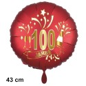 Luftballon aus Folie zum 100. Jubiläum, Satin de Luxe, rot, 43 cm, inklusive Helium-Ballongas