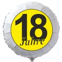 Luftballon aus Folie mit Helium, 18. Geburtstag, schwarz-gelb, "18 Jahre"