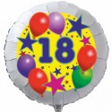 Luftballon aus Folie mit Helium, 18. Geburtstag, Sterne und Luftballons