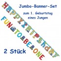 Jumbo-Geburtstagsbanner-Set All Aboard Birthday Boy