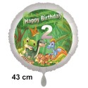 Dinosaurier-Luftballon zum 2. Geburtstag, 43 cm, mit Ballongas zum Geburtstag