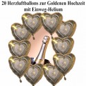 20 Luftballons aus Folie, Goldene Hochzeit, mit dem Helium-Einweg-Behälter