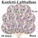 Konfetti-Luftballons 30 cm Ø, 20 Stück, Rosa