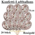 Konfetti-Luftballons, 30 cm Ø, 20 Stück, Roségold