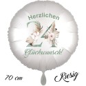 Herzlichen Glückwunsch Boho. Großer Luftballon zum 24. Geburtstag mit Helium-Ballongas