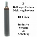 3 Ballongas Helium 10 Liter Mehrwegflaschen