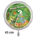 Dinosaurier-Luftballon zum 3. Geburtstag, 43 cm, mit Ballongas zum Geburtstag