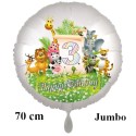 Großer Dschungel-Tiere-Luftballon zum 3. Geburtstag, 70 cm