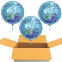 Zur Kommunion Gratulation - alles Gute, 3 Stück Luftballons aus Folie, türkis, mit Helium