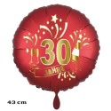 Luftballon aus Folie zum 30. Jubiläum, Satin de Luxe, rot, 43 cm, inklusive Helium-Ballongas