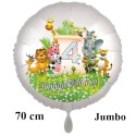 Großer Dschungel-Tiere-Luftballon zum 4. Geburtstag, 70 cm