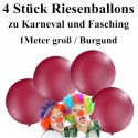 Riesenballons zu Karneval und Fasching, 100 cm Ø, Pastell-Burgund, 4 Stück