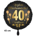 Luftballon aus Folie zum 40. Jubiläum, Satin de Luxe, schwarz, 43 cm, inklusive Helium-Ballongas