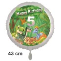 Dinosaurier-Luftballon zum 5. Geburtstag, 43 cm, mit Ballongas zum Geburtstag