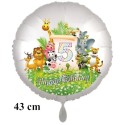 Dschungel-Tiere-Luftballon zum 5. Geburtstag, 43 cm, mit Ballongas