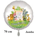 Großer Dschungel-Tiere-Luftballon zum 5. Geburtstag, 70 cm