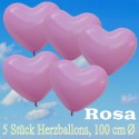 Herzluftballons 100 cm, Rosa, 5 Stück