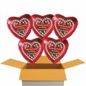 5 rote Herzluftballons, "Zur Rosenhochzeit herzlichste Glückwünsche!" , inklusive Helium