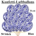 Konfetti-Luftballons 30 cm Ø, 50 Stück, Blau