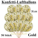 Konfetti-Luftballons 30 cm Ø, 50 Stück, Gold